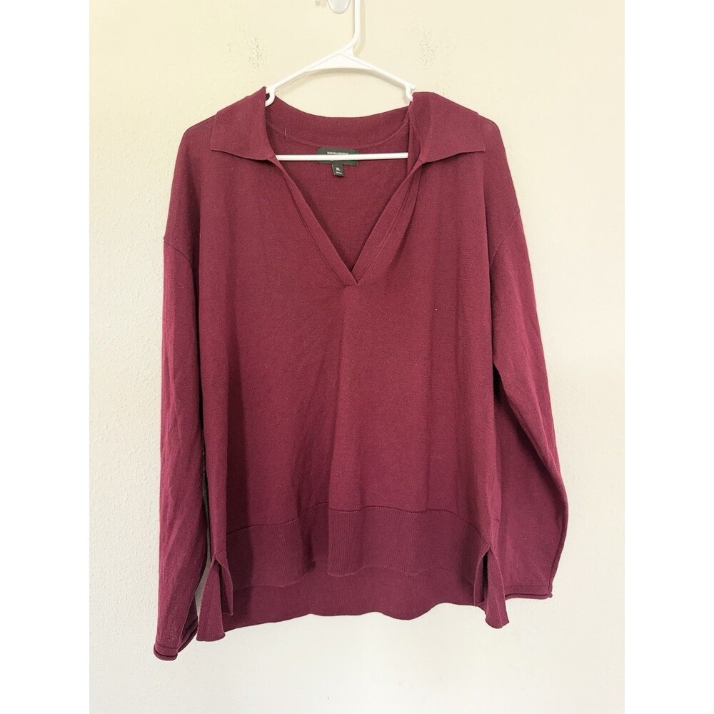 Banana Republic Wool Sweater Womens XL Burgundy Oversized Old Money Academia Top